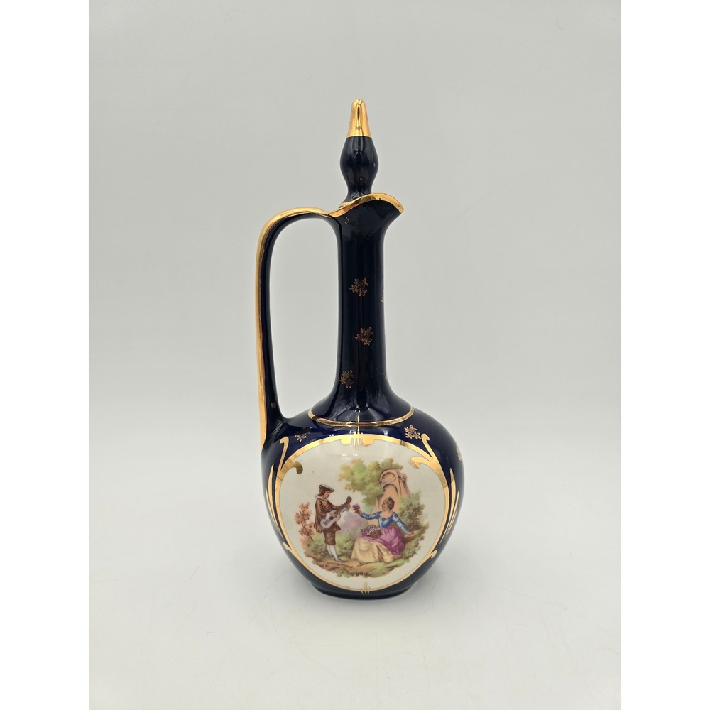 Giffard 1969 Cobalt Blue Porcelain‎ Decanter France Fragonard Courting Scene